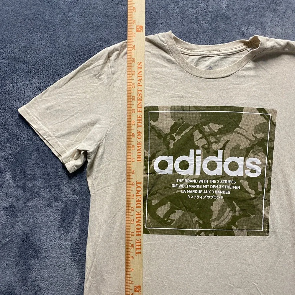 Adidas Amplifier Tee Mens Large Tan Camo Box Logo Graphic T-Shirt